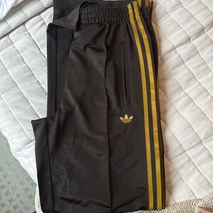 Adidas Black Joggers with Yellow Stripes